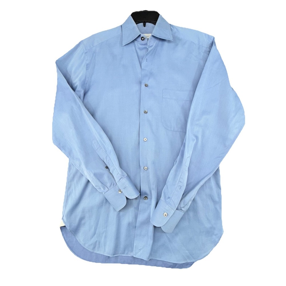 Ermenegildo Zegna Shirt‎ Men S 38/15 Blue Long Sleeve Button Up Dress Shirt